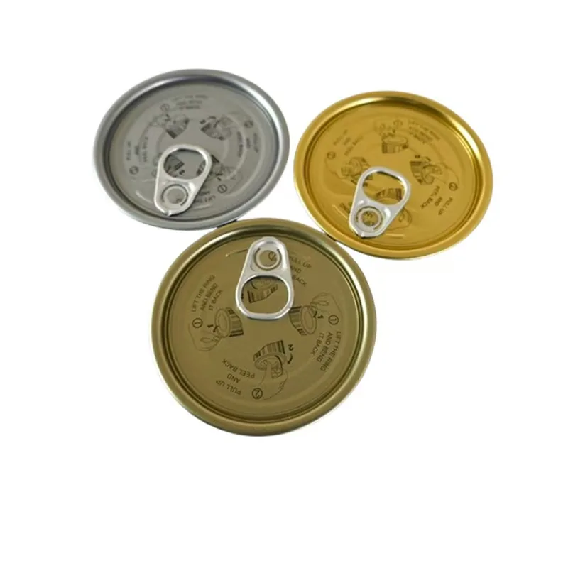 Finished tinplate easy open ends in silver, gold and bronze finishes